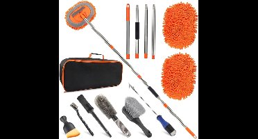 Core® Autowasborstel Telescopisch - Wasborstel Met Telescopische steel – Telescoop Wasborstel Met Zachte Borstel Haren – Oranje - 30cm x 20cm x 152cm