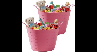 Storage solutions Flexibele speelgoedmand - 2x - roze - 30 l- kunststof - 54 x 37 cm - handvatten