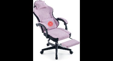 VDD Gaming - Gamestoel met massagefunctie en voetsteun - Gaming chair in de kleur Roze - Game stoel met nekkussen & verstelbaar rugkussen - Ergonomische bureaustoel met padded armsteunen - Max draagvermogen 150 kg - Verstelbare ruggensteun