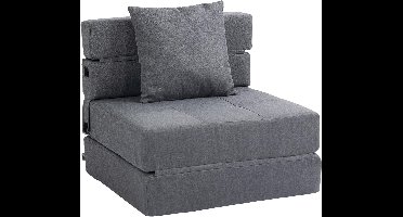 Slaapstoel – Slaapfauteuil – Slaapbank – Stapelbed – Grijs – 2-in-1 Slaap- En Zitfunctie – Wasbare Kussenhoes