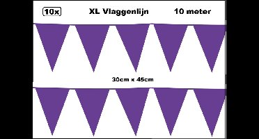 100 meter XL Vlaggenlijn paars 30cm x 45cm - 10x vlaggenlijn paars 10 meter - Giga vlaglijn themafeest party festival