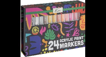 Nassau Fine Art Acrylic Paint Markers 24 Stuks – Acrylverf Stiften – Dekkend op Steen, Hout, Glas & Canvas – Sneldrogend & Watervast – Verfstiften Set voor DIY & Creatieve Projecten