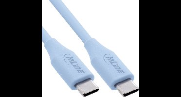 InLine® USB 2.0-kabel, USB-C-snelladingskabel 100 W, ijsbonbon/blauw 1m