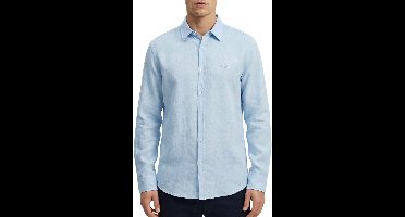 BOSS Relegant Overhemd Linnen Lichtblauw - Maat M - Heren - Overhemden Casual