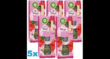 Air Wick Essentials Geurstokjes Tokyo - Cherry, Blossom & Hibiscus - 5 x 25 ml - 5 Stuks