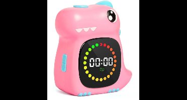 Dinosaurus visuele timer voor kinderen - Oplaadbare LED timer voor peuters - Afteltimer voor thuis, klaslokaal en spel - Tijdmanagement speelgoed - Roze