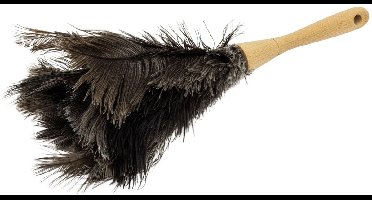 Plumeau Struisvogelveren - Lengte 38cm - Handvat in Hout