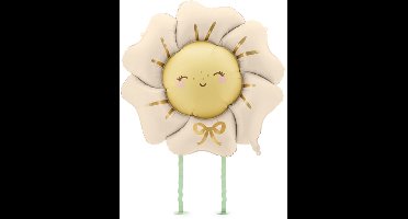 Lopende Bloem Folieballon in Lichtbeige 1,04m