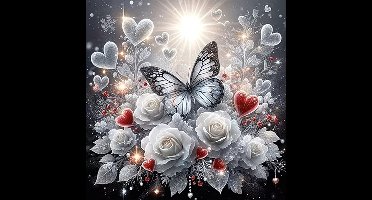nr 483 Diamond Painting vlinder met rozen 25x25cm (rond)
