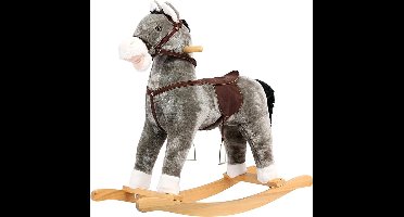 Bino schommelpaard grijs Buddy zithoogte 47 cm hobbelpaard schommel hobbel hobbelpaard hobbel paard schommelpaard zadel en handgrepen, traint balans