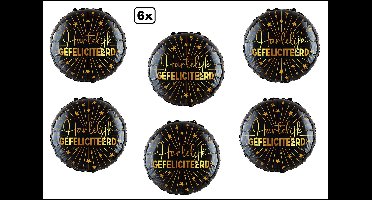 6x Luxe Folieballon Hartelijk gefeliciteerd(45 cm) - NIET geleverd met helium -Thema feest land festival party fun folie ballon