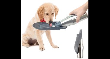 Waterfles voor honden - 750 ml roestvrijstalen drinkfles voor honden, ideaal voor op reis - Draagbare waterfles voor huisdieren - Lekvrije waterdispenser voor honden, voor op reis, in het park, op de camping en tijdens wandelingen