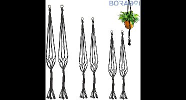 Macramé Bloemenhangers - Katoen - 6 stuks - Hangpot voor Planten