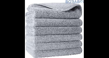 Washandjes - Pluisvrij - Grijs - 33 x 33 cm - 6 stuks