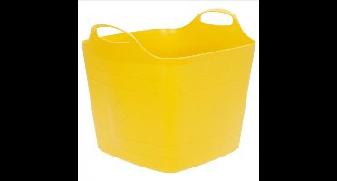 Excellent houseware flexibele kuip / emmer - geel - 25 l - kunststof - 40 x 35 cm - met handvatten