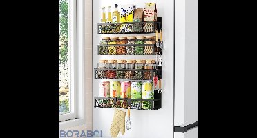 Kruidenrek - Magnetisch - 4 stuks - Zwart - Metaal