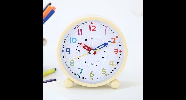 Analoge Wekker 11.5cm Gebroken wit – Stille Klok Niet Tikkend – Retro Vintage Tafelklok met Licht voor Slaapkamer, Bureau en Nachtkastje