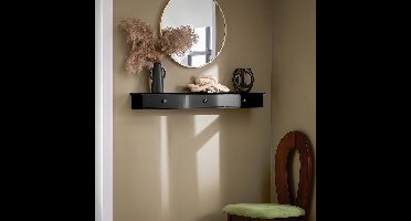 Wandrek met Laden – Modern Zwevend Wandmeubel met 3 Lades voor Hal, Woonkamer & Slaapkamer – Zwart MDF – 94 x 15 x 10 cm – Pauwhome