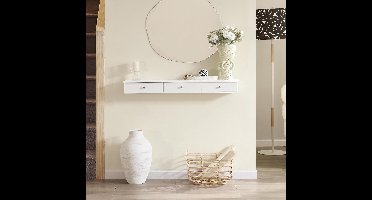 Wandkast met Lades – Smalle Hangkast Badkamer & Hal – 93x15x10 cm – MDF Wandgarderobe met 3 Laden – Wit – Pauwhome