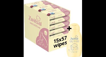 Zwitsal Billendoekjes - Sensitive - 855 billendoekjes - Voordeelverpakking - Inclusief Zeepvrije wasgel