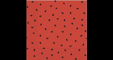 Vegaoo - 20 papieren servetten watermeloen feest 33 x 33 cm rood met pitjes