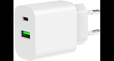 Gembird USB Snellader - 2-Poorts Universele Oplader - USB-C en USB-A 20W - Wit