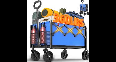 Core® Bolderkap Opvouwbaar Luchtbanden - Bolderkar - Bolderkar Opvouwbaar - Blauw - 45cm x 42cm x 95cm