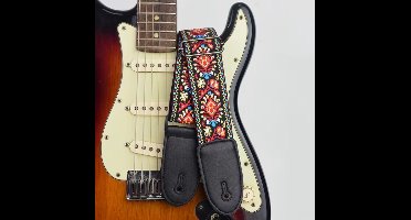 P&P® - Professionele Verstelbare Stevige Gitaarband - Guitar strap Band - Luxe Gitaarriem - Bas/Elektrische /Akoestische/ Klassieke Gitaar - Geborduurd Rood - Lichtblauw