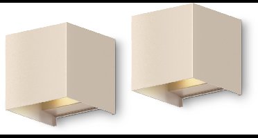 Calex Bari Wandlamp - Buiten & Binnen - Warm Wit up & down Licht - verstelbare Lichtstraal - Waterdicht - Zandkleur - 2-pack