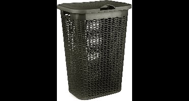 Plasticforte Wasmand Ventilation - met deksel - bruin - kunststof - 51 liter - 43 x 35 x 61 cm - Badkamer - Wasgoed - Nieuw design - Zeer stevig