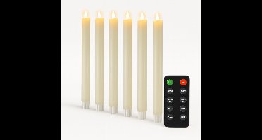 FlinQ LED Dinerkaarsen met Bewegende Vlam - Nep Kaarsen met Flikkerende Vlam - Inclusief Afstandsbediening met Timer En Dimfunctie - 6 Stuks - Wit
