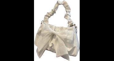 S&E Speelse Underarm-tas met Plissé & Metalen Accent – Elegant & Charmant - Wit