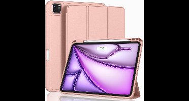Tablet Hoes Geschikt voor iPad Air 13 Inch Hoes Rose Goud - Tri-fold Tablet Hoesje Case, iPad Air M4 (2026) iPad M3 (2025) / Air 13 inch (2024) M2 Trifold Stand Smart Case