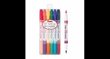 Pentel Dubbelzijdige Markers 6 Stuks - 12 Kleuren