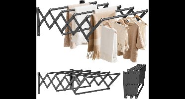 DailySupplies® Wanddroogrek - Droogrek Inklapbaar - Wasrek - Droogtoren - Droogrekken - zwart