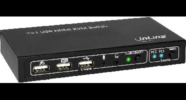 InLine® 2-Poorts Desktop KVM Switch, HDMI 4K2K, USB 2.0 hub, met audio