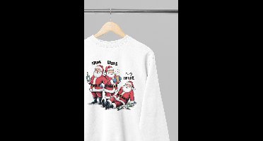 Foute kersttrui - Drink drank drunk - Wurban Wear | 18+ | Grappige sweater | Leuk cadeau | Unisex sweater | Oversized sweater | Kersttrui heren | Foute kerstkleding | Kerst sweater | Kerst diner | Kersttrui dames | Foute kersttruiendag 2025 | Wit