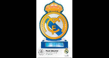 Real Madrid 3D Wekkerlamp – LED Nachtlamp met Alarm – Club Anthem Geluid – 15×15×25 cm – Officiële Voetbal Cadeau