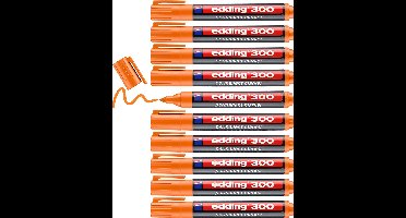 edding 300 permanent marker - oranje - 10 stiften - ronde punt 1,5-3 mm - watervast, sneldrogend - wrijfvast - voor karton, kunststof, hout, metaal, glas