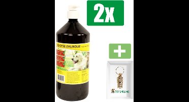 Utopia Diertotaal Zalmolie Naturel Met Pompje - 1 LTR - 2 Stuks - Inclusief PetsHome Goudkleurige Adreskoker