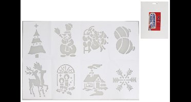 Gerimport Kerst raamsjablonen - 8x st - 29 x 18 cm - raamversiering - kerstversiering
