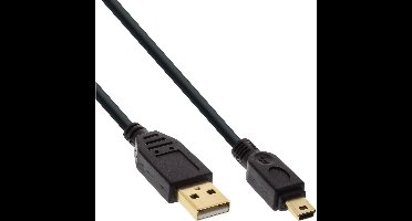 Mini USB - USB-A kabel | verguld | USB2.0 | 10W | zwart | 1 meter