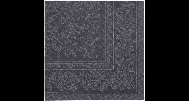 50 Servetten ROYAL Collection 1/4 vouw 40 cm x 40 cm zwart Ornaments