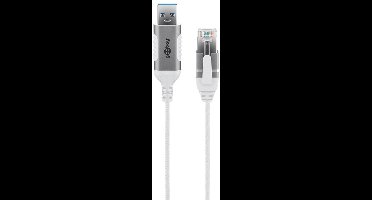 Goobay USB-A naar RJ45 LAN kabel | Slimline | USB3.0 | CAT6 | wit | 3 meter