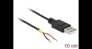 Delock Cable USB 2.0 Type-A male > 2 x open wires power 10 cm Raspberry Pi