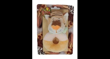PIA Soft Toys - Tijgerhoofd ratel babypluche - 12 cm