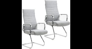 SVITA OFFICE COMFORT 2x Bezoekersstoel Stoffen Cantilever met Armleuningen Lichtgrijs