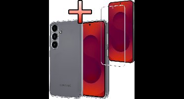 Hoesje - Met Screenprotector - Geschikt voor Samsung Galaxy S25 FE - Sterk & Shockproof - Back Cover - Siliconen Case - Telefoon Hoes - Transparant