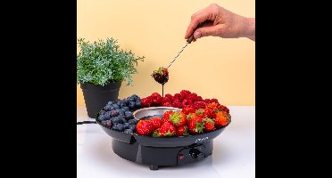 MikaMax Elektrische Fondueset - Inclusief 2 Fonduevorken - 260 ml - 27,5 x 27,5 x 7,5 cm - Fonduepan - Stijlvolle fondueset - Fondueset Elektrisch - Kaasfondue - Chocolade Fondue