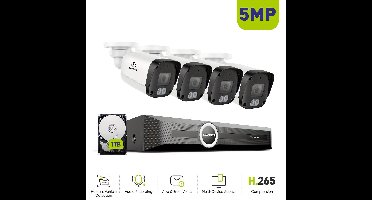 Beveiligingscamera – Camerabewaking – Buitencamera – IP Camera – Bewakingscamera – 5MP Resolutie – 6MP Nachtzicht 30m & 1TB HDD Audio Opname